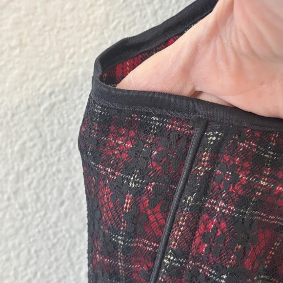 Tripp NYC Plaid Lace Corset Top Size 1X Punk Goth Emo Y2K Grommet - Picture 10 of 16